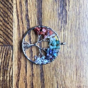 Rainbow rock necklace, charm